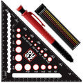 Carpenter Square 7 inch - All-in-1 Multi-Purpose Tools: Carpenter Pencils, Extra Leads, Protractor, Ruler, Marking