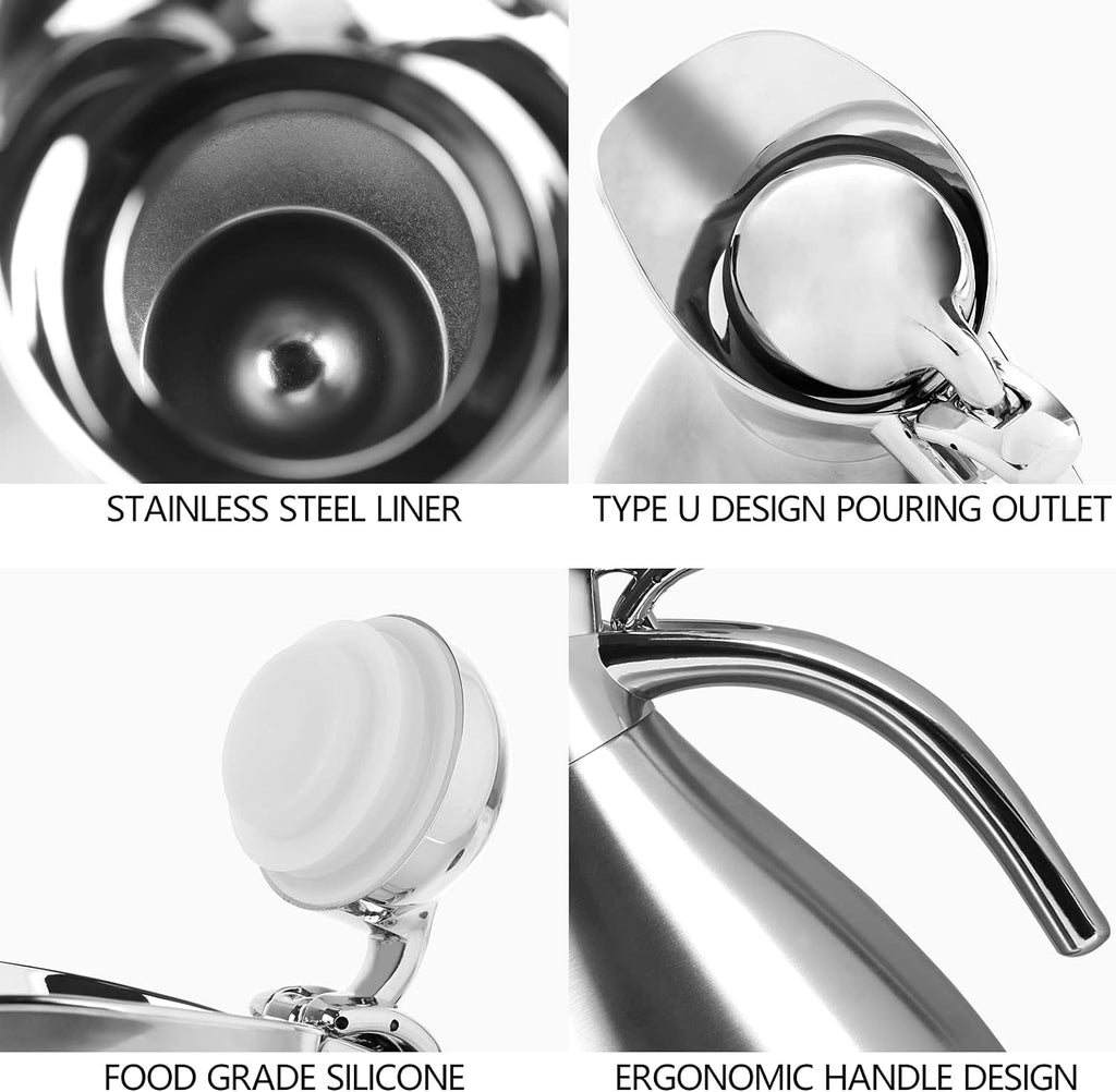 34 oz Food-grade Stainless Steel Thermal Carafe/Double Walled Vacuum Insulated Coffee Pot with Press Button Top, 12+