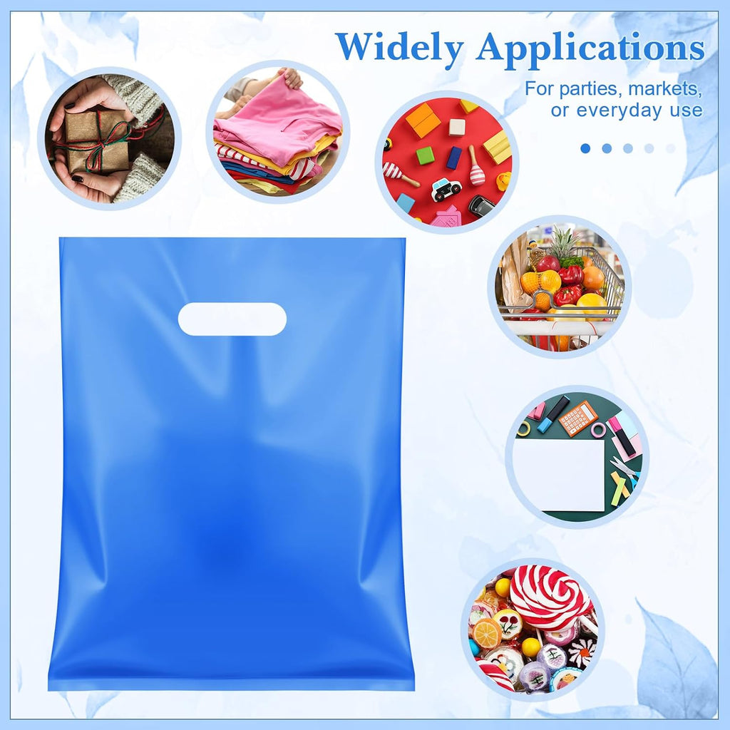 500 Pcs Plastic Merchandise Bags with Die-Cut Handles, Blue