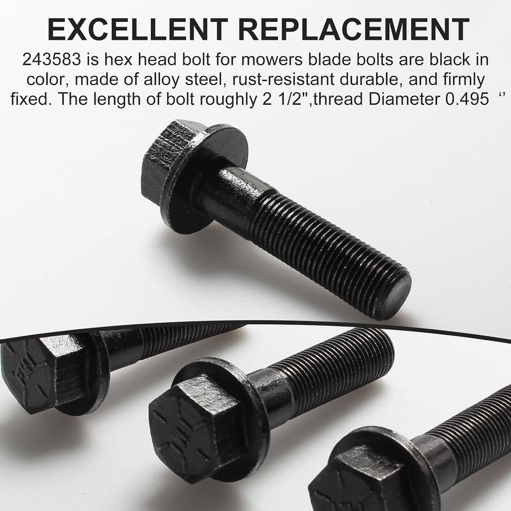 Mower Blade Bolts 243583 (3pcs) for Grasshopper Lawn Mowers 225 321D 325D 3452 3461 Blades On Mower Decks of Most