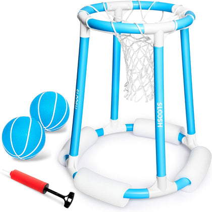 Pool Basketball Hoop Set, Floating Basketball Pool Game, Swimming Floats Toys with Balls Pump, Summer Outdoor Water