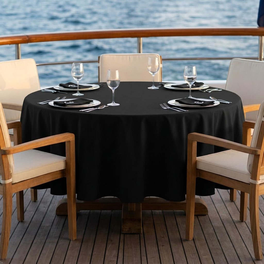 8 Pack Black Round Tablecloths, 90 Inch for 36"-72" Table