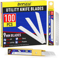 100 Pack Utility Knife Blades, 9mm Box Cutter Blades Refills (60°)