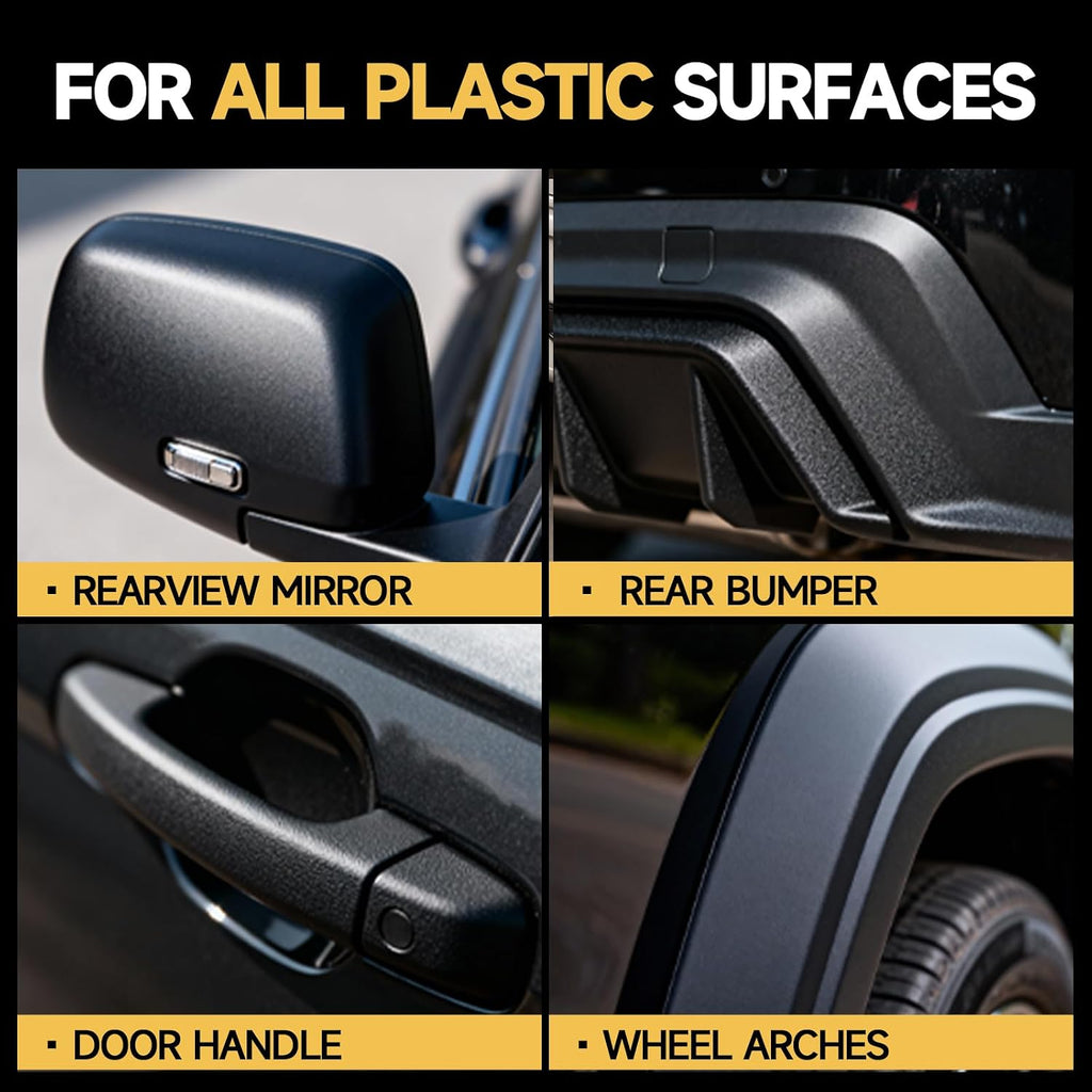 Plastic Restorer for Cars, Not a Dressing, Black Trim Restorer, Ceramic Crystal Coating Highly Concentrated, Lasting
