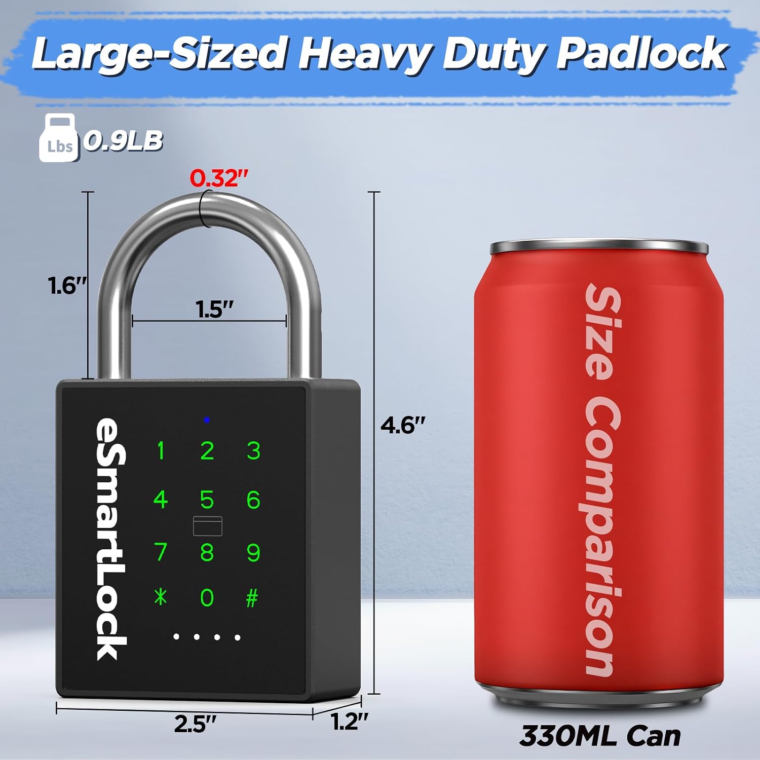 Heavy Duty Smart Padlock,Outdoor Combination Padlock with Key Code RFID | IP67 Waterproof Padlock Anti-Cut Shackle