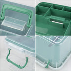 1-Pack Clear Storage Box Container, Family First Aid Box with Handle