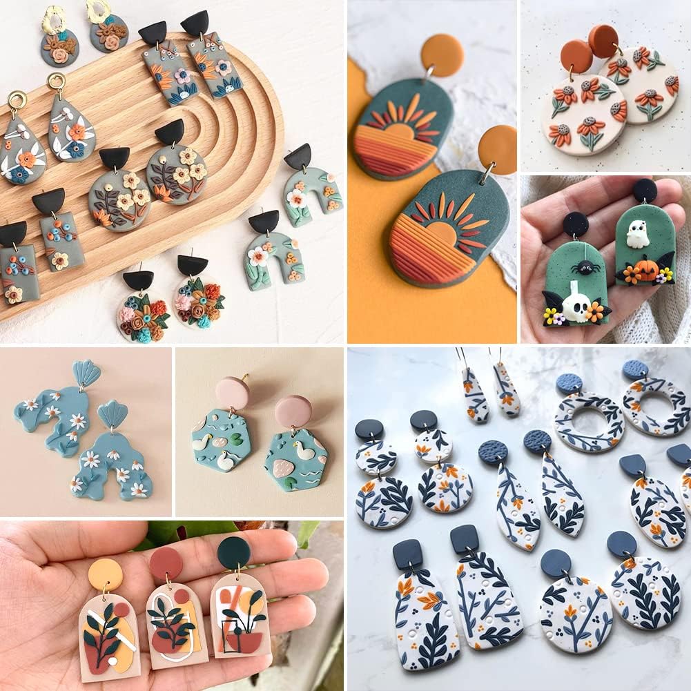 Polymer Clay Cutters for Earring Making 76pcs Clay Tools Set 67 Shapes Stainless Steel Clay Cutters with 8 Circle