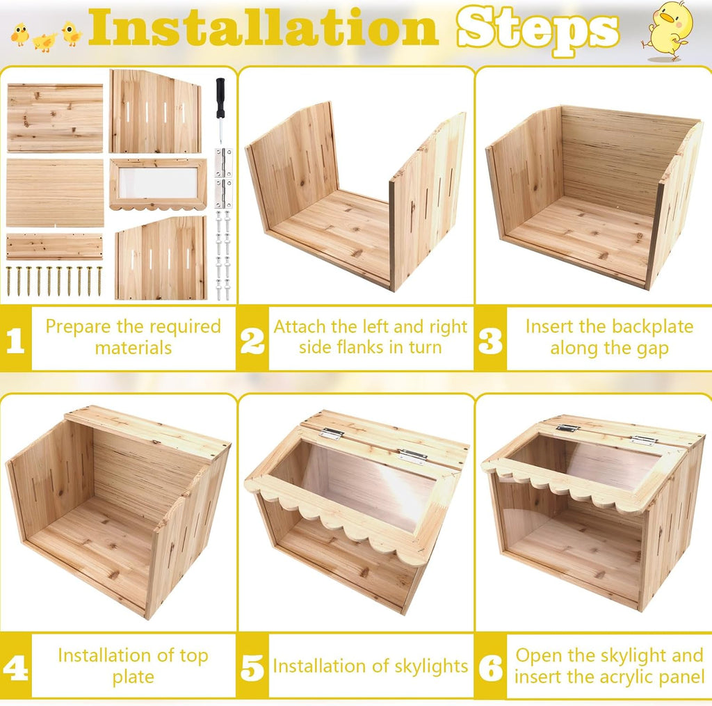 Chicken Brooder Box, Large Wooden Brooder Box for Chicks, Chick Brooder Baby Chicken Supplies, Animal Playpen with