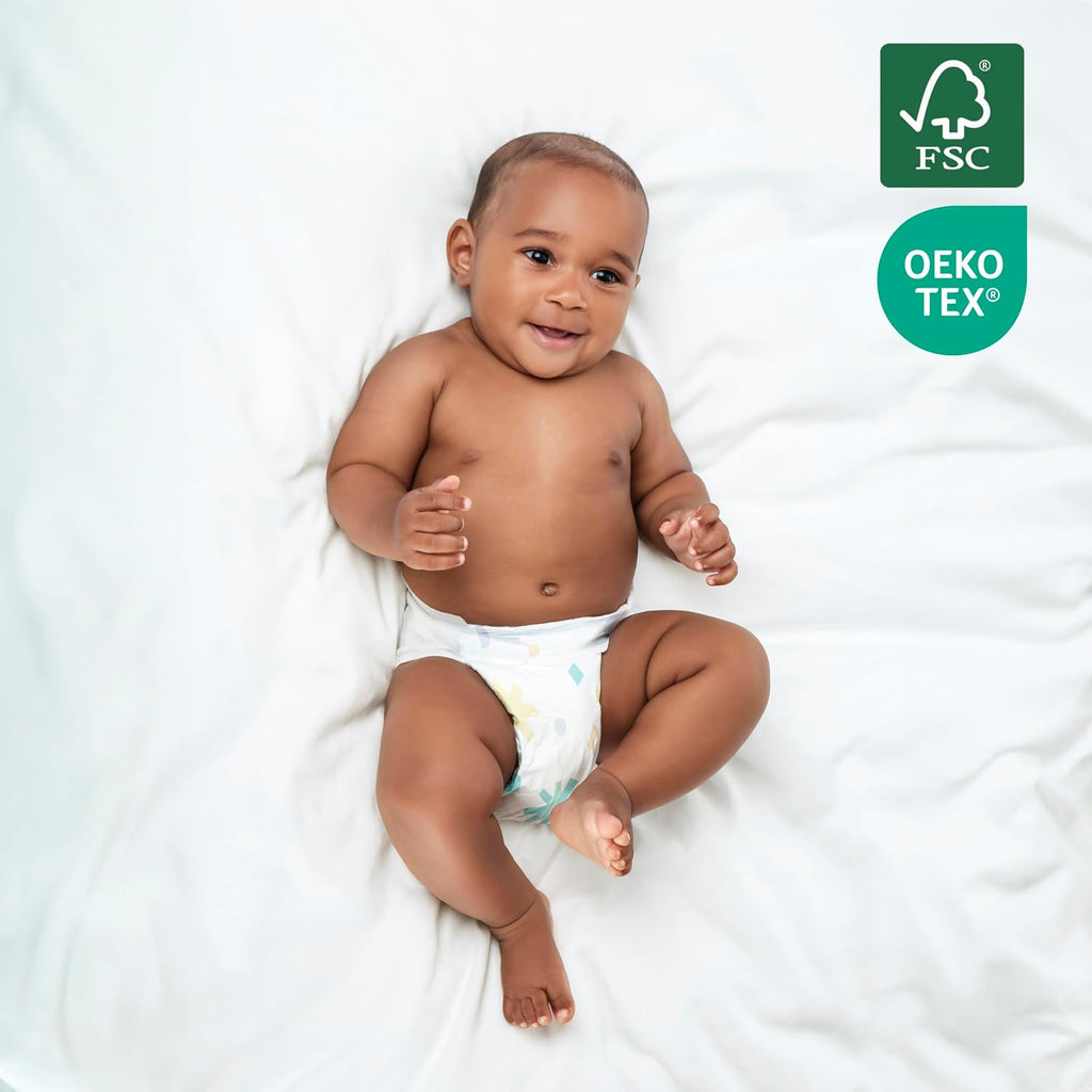 Snuggle Bum Baby Diapers Size 1, Newborn, PFAS-Free, 216 Count
