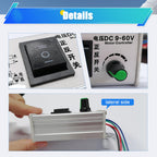 HUSETOO DC Motor Speed Controller, DC 9V - 60V Motor Pulse Width Modulator Regulator 20A 1000W Motor Variable Speed Controller, CW/CCW Switch Integration