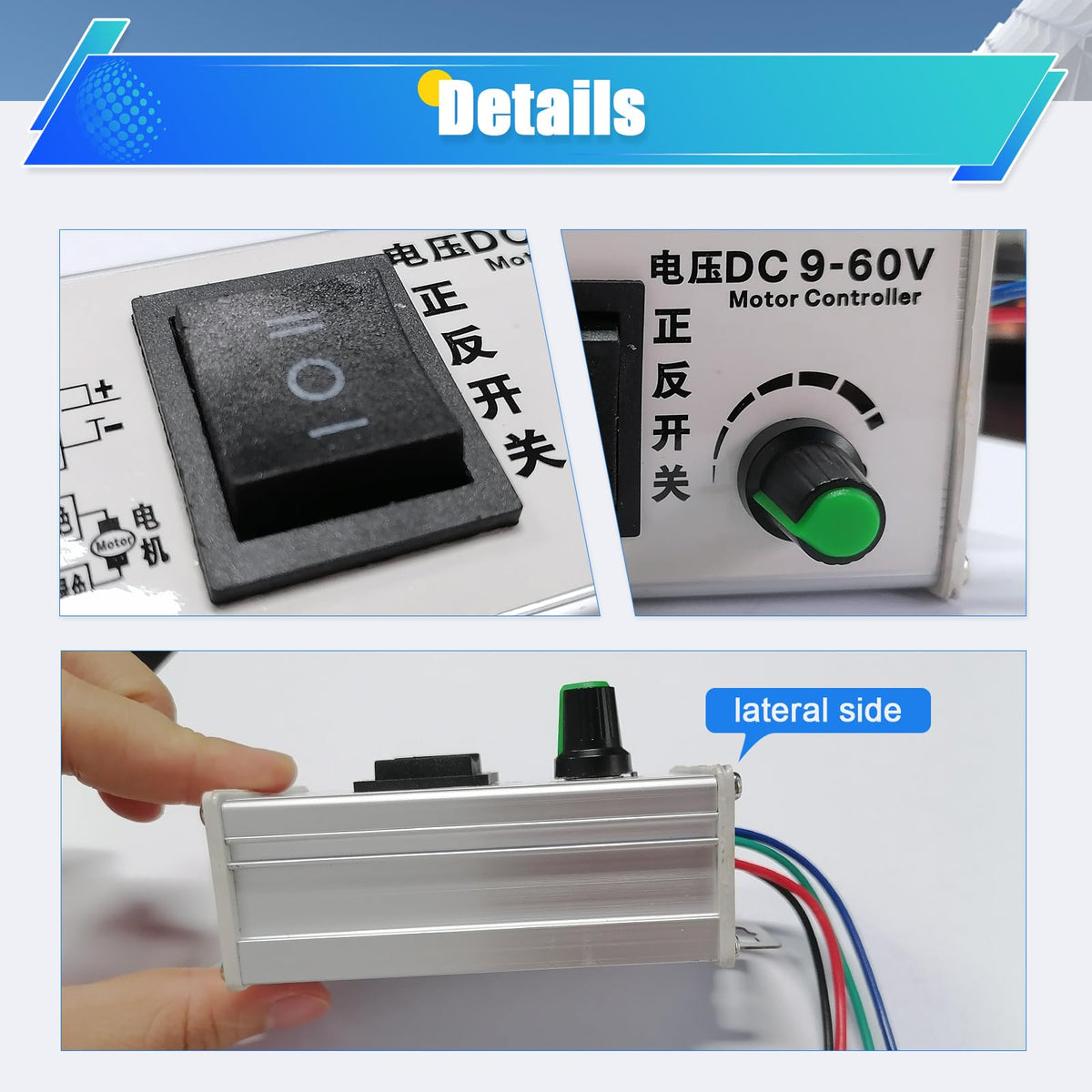 HUSETOO DC Motor Speed Controller, DC 9V - 60V Motor Pulse Width Modulator Regulator 20A 1000W Motor Variable Speed Controller, CW/CCW Switch Integration