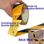 Floor Marking Tape, 4 Rolls Black and Yellow Safety Striped Tape for Hazard Warning and Aisle Marking, High-Tensile