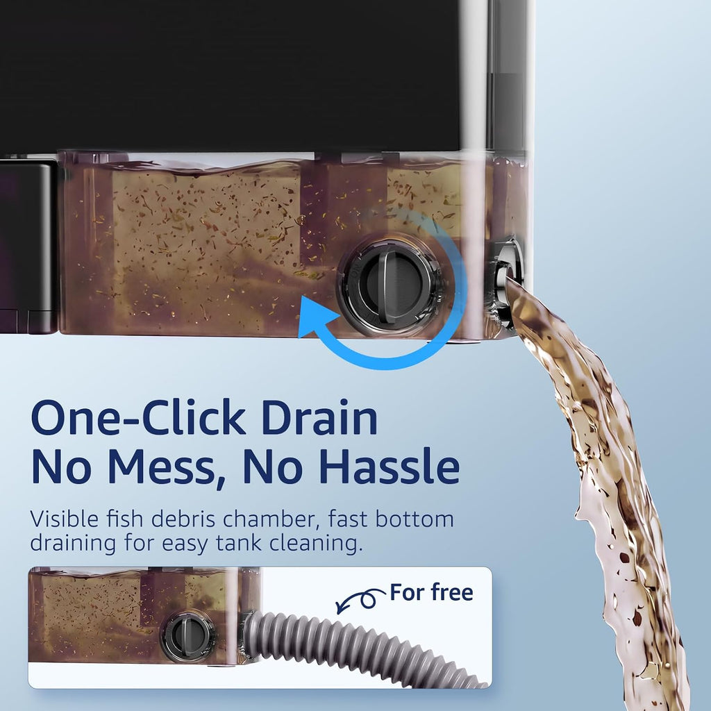 Hang on Back Aquarium Filter with One-Touch Drain for Tank 10-30 Gal
