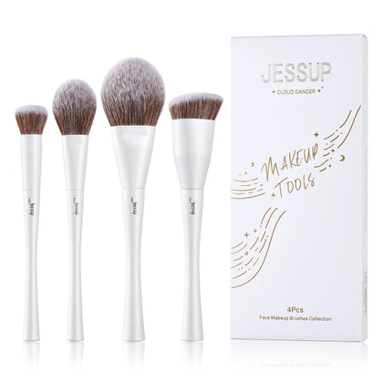 Make up Brushes 4pcs Face Makeup Brushes Set for Foundation Concealer Blush Contour Powder Highlighter, Pearl White T344