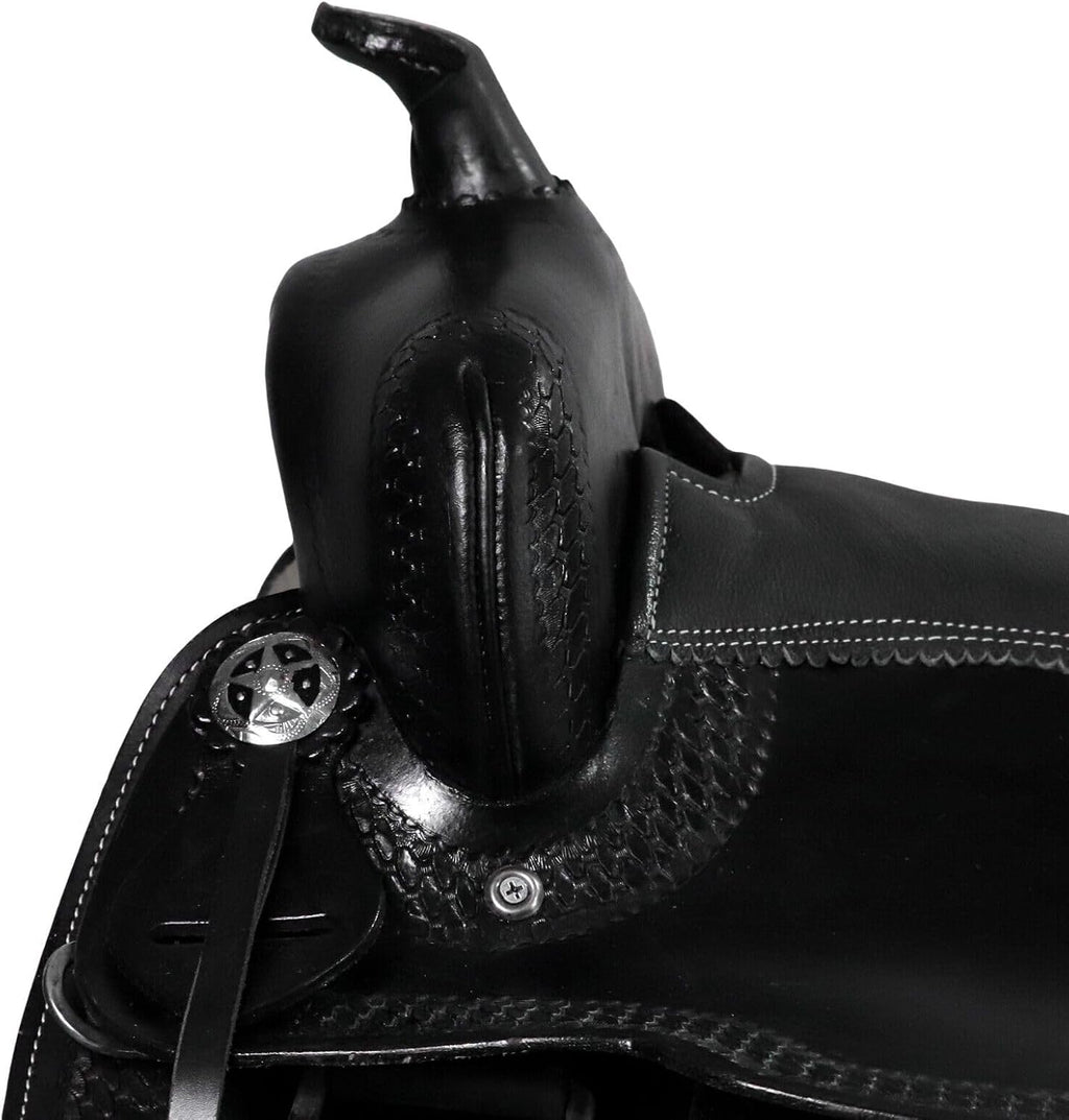 Barrel Brown Western Horse Saddle Set Leather Western Saddle with Headstall Breast Collar Reins Complete Tack Package