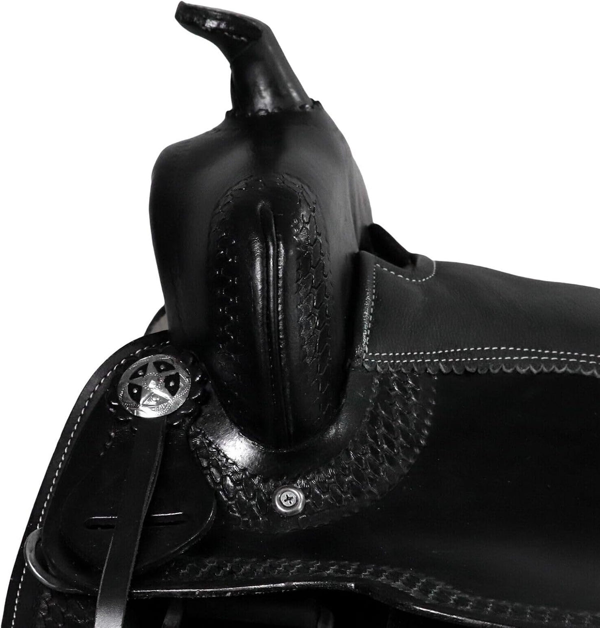 Barrel Brown Western Horse Saddle Set Leather Western Saddle with Headstall Breast Collar Reins Complete Tack Package
