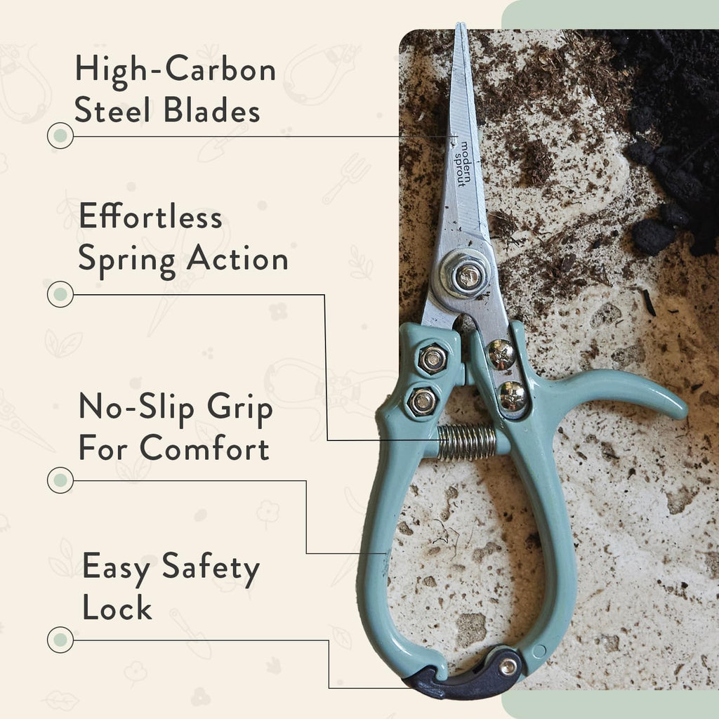 Pruning Shears - Herb Snipping Scissors- Lightweight Gardening Tools W/Easy Lock - Flower Cutter Garden Shears - Gift