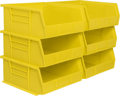 AkroBins Plastic Storage Bins, 11"x11"x5", Yellow, 6-Pack