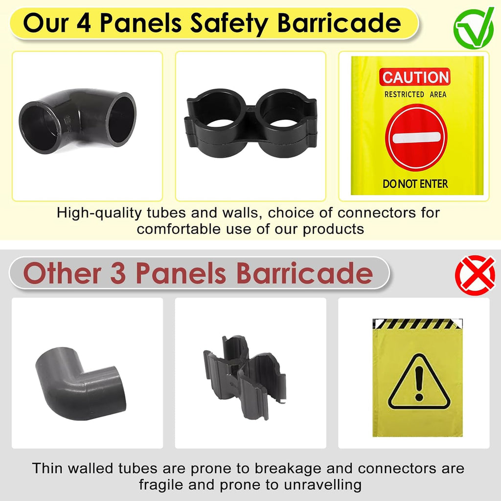 4 Panels Safety Barricade,7.8 FT Foldable Security Sign Barrier | Heavy Duty PVC Frame Barricade,DO NOT Enter" Gate