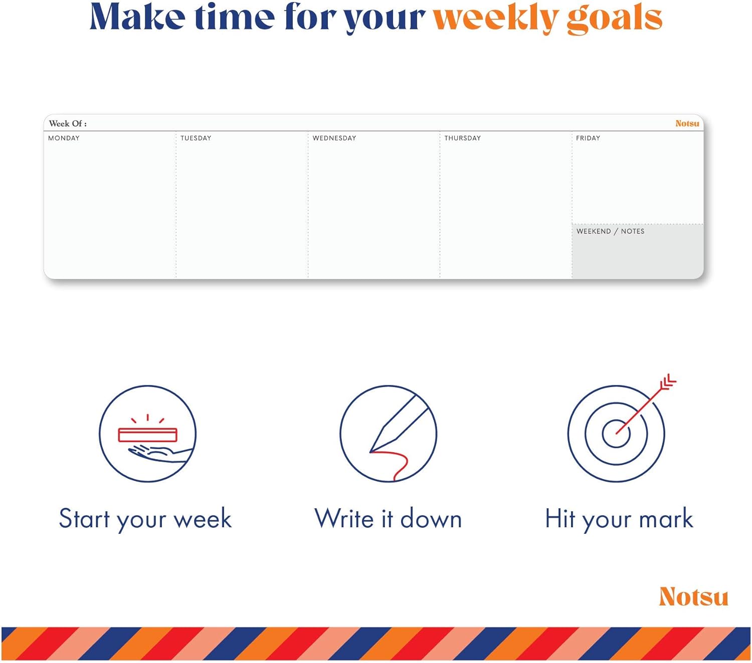 Weekly Planner Notepad | Tear Off Desk Calendar Pad, Undated | Mini Desk Planner Pad, Fits Alongside Keyboard | 50