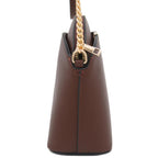 Saffiano Small Dome Crossbody bag with Chain Strap (Coffee)
