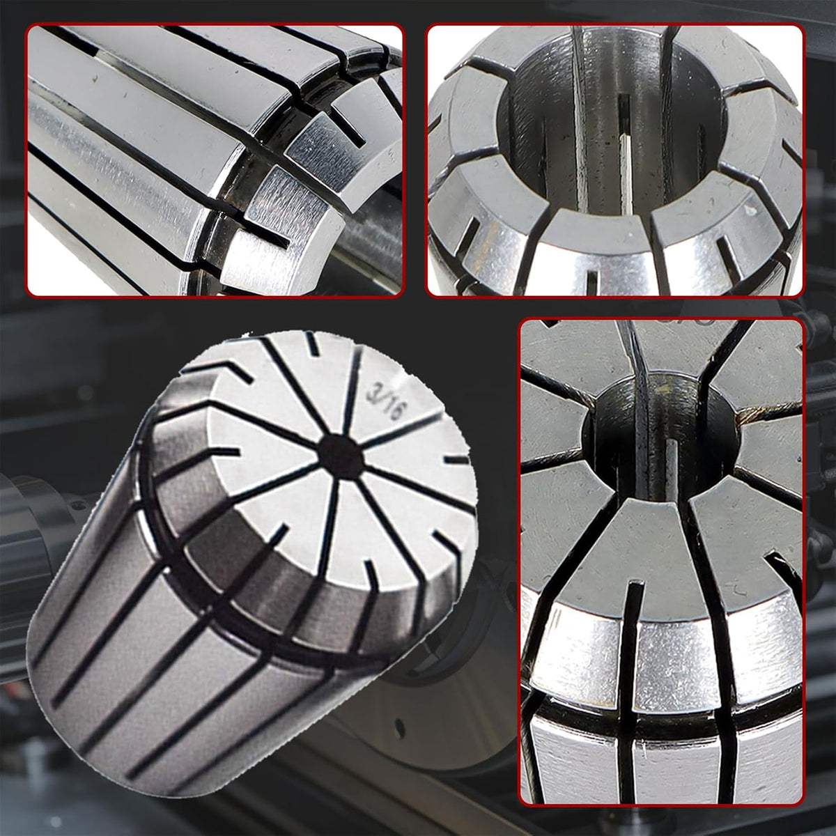findmall 8Pcs 1/8-3/4 Inch ER32 Collet Set