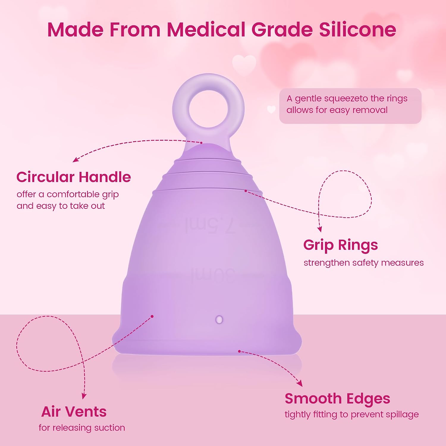 Reusable Menstrual Cup, Silicone Period Cup, up to 12 Hours of Leak-Free Protection, Disc,Tampon, Pads Alternative