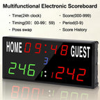LED Electronic Scoreboard Digital Score Keeper with Remote/Timer/Shot Clock | Basketball Scoreboard with 40-Foot