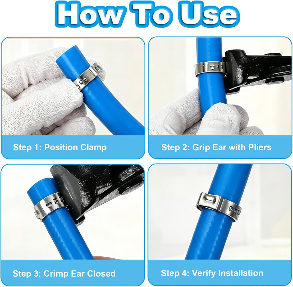 30Pcs 26.4mm-29.6mm (1") Single Ear Hose Clamps PEX Crimp Rings