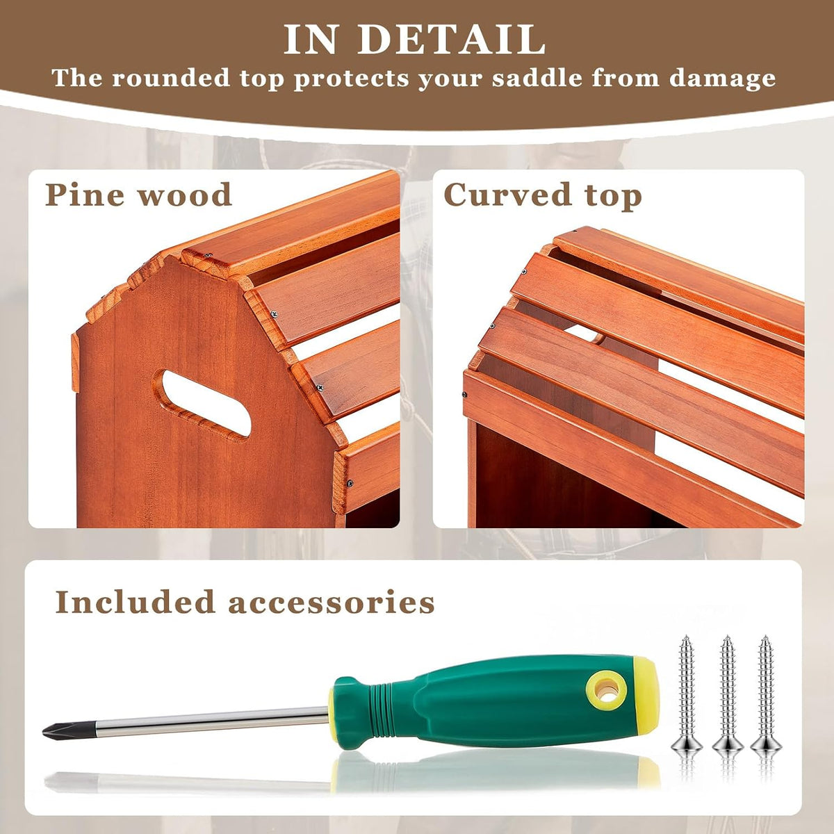 Pine Wood Arched Saddle Rack Stand 20x12x20in, Triangle