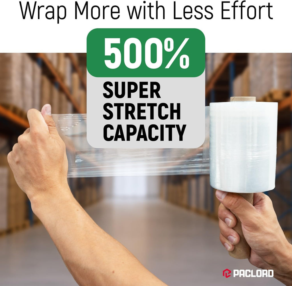 5" x 1000' Industrial Strength Stretch Wrap with Extended Handle, Pack of 2