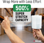 5" x 1000' Industrial Strength Stretch Wrap with Extended Handle, Pack of 2