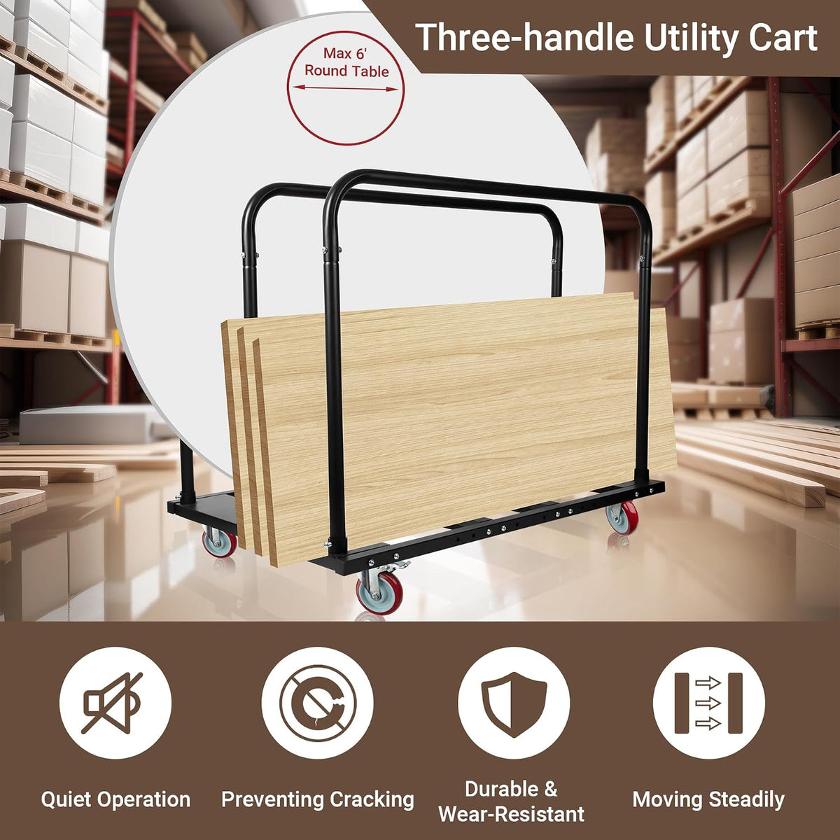 Folding Table Cart, 1800 Heavy Duty Drywall Dolly Cart