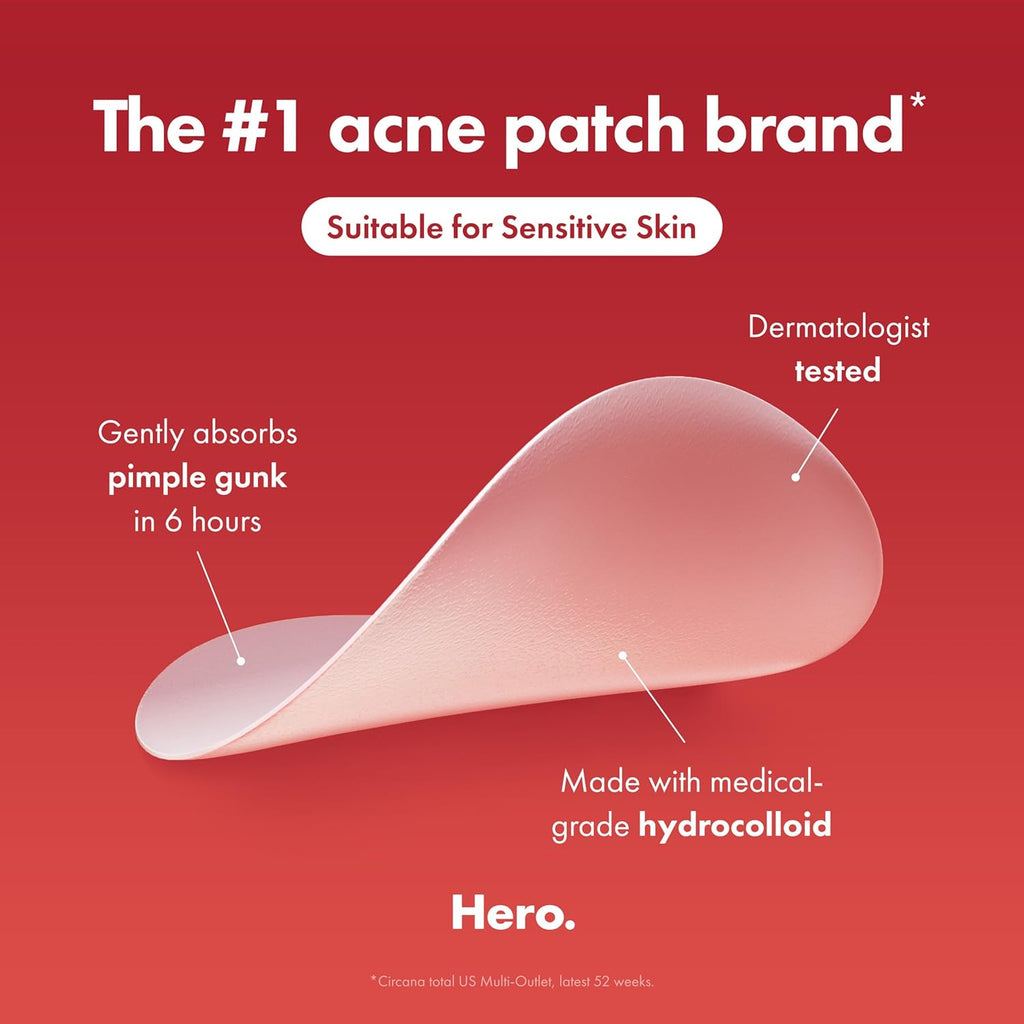 Hero Cosmetics Original Nighttime Acne Pimple Patches, 72 Ct | #1 Hydrocolloid Acne Patches, Shrinking Zits &