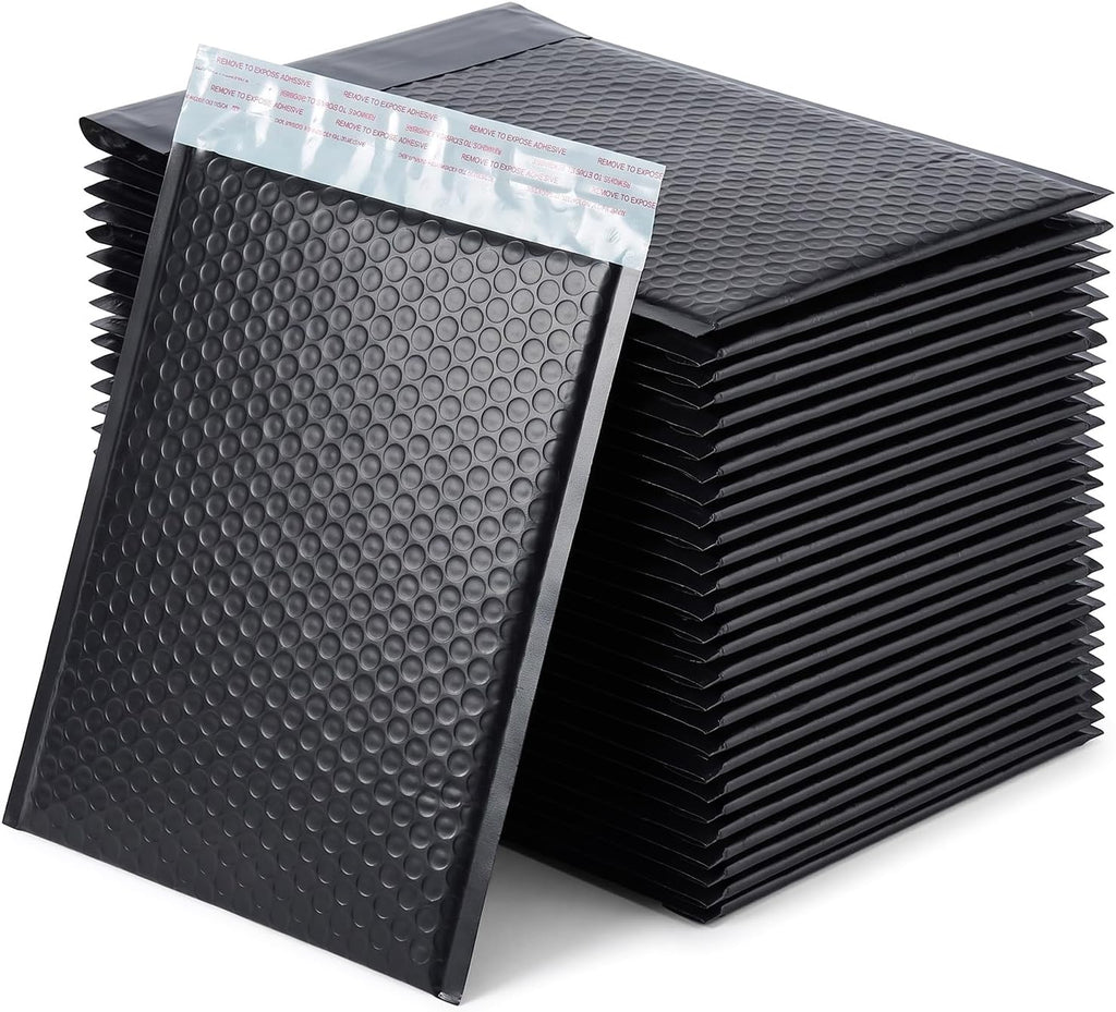8.5x12in Black Bubble Mailers 25Pack Self-Seal Waterproof Padded Envelopes