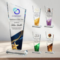 Personalized Crystal Trophy Award - Custom Plaque Award with Text Logo Photo - Awards and Trophies for Farewell