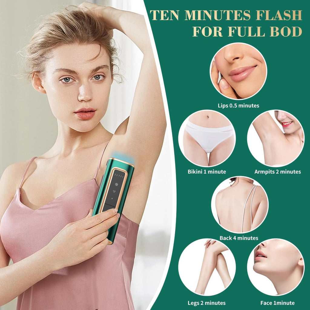 IPL Laser Hair Removal Device with Ice Cooling for Women and Men at Home,Infinite Flash,Painless epilator for face