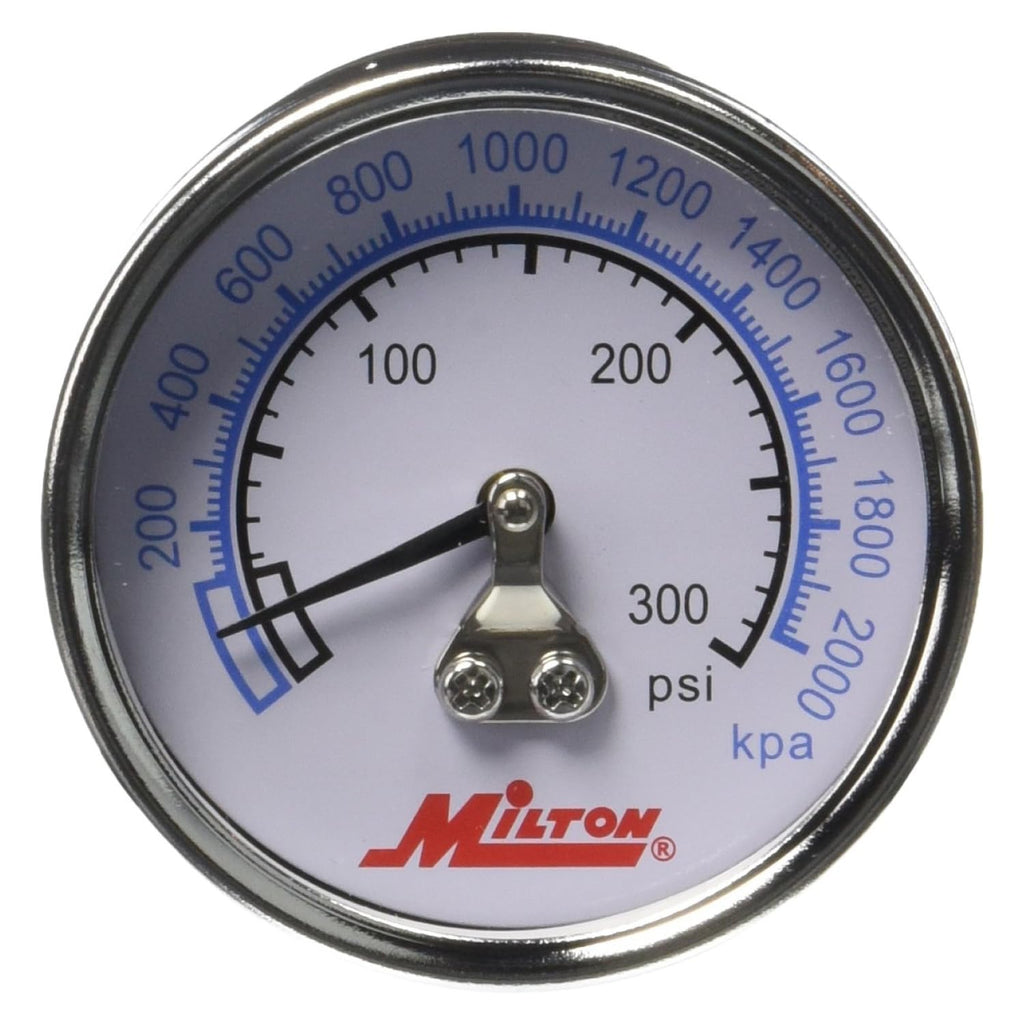 Milton High Pressure Dial Gauge, Brass, 1/4" NPT (1192)