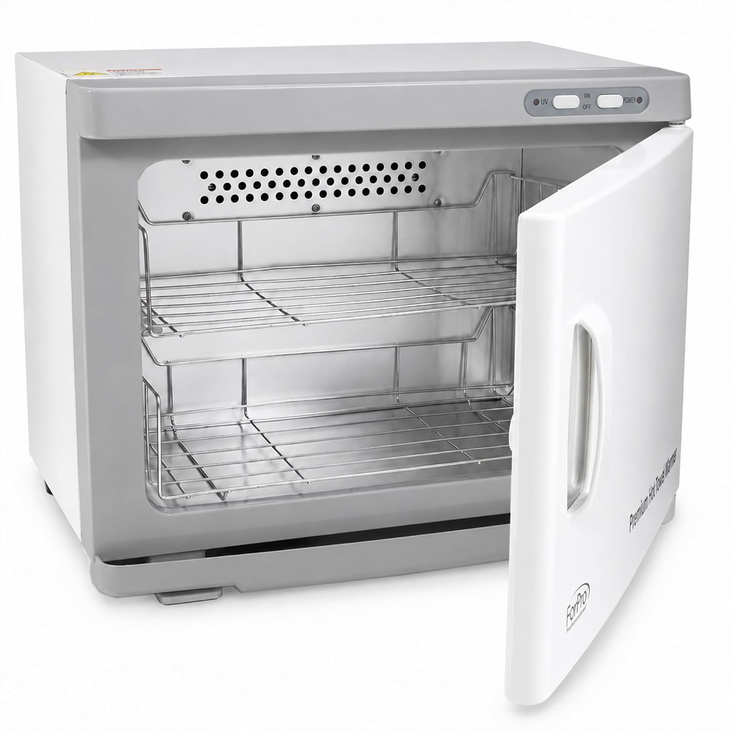 Premium Hot Towel Warmer, 23L Extra Large Capacity, Two Stainless Steel Racks, White
