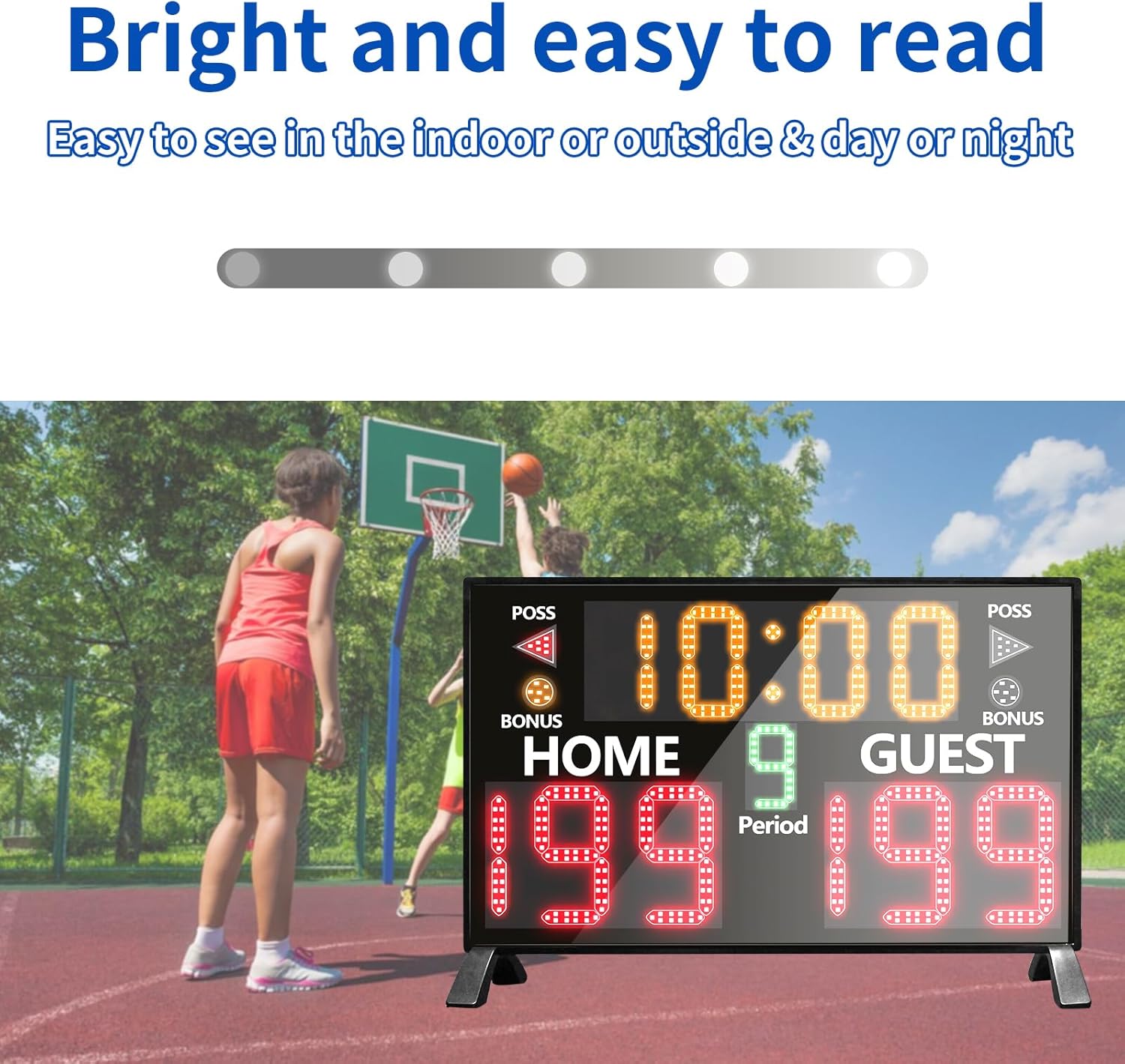 Bigger LED Digital Scoreboard, Portable Basketball Scoreboard with Timer Clock, Electronic Scoreboard with Remote