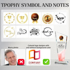 Personalized Crystal Trophy Award - Custom Plaque Award with Text Logo Photo - Employee Recognition Awards and