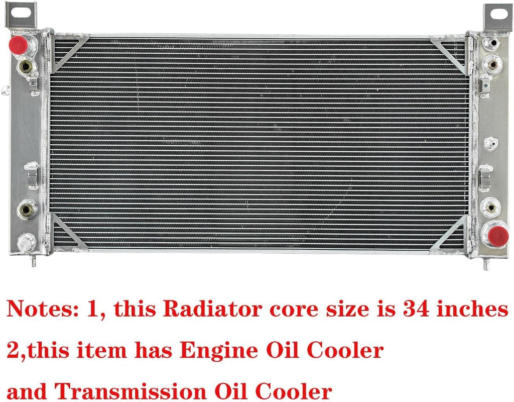 34" Radiator for 1999-2014 Chevy Silverado 1500 2500 3500 GMC Sierra 3 Row