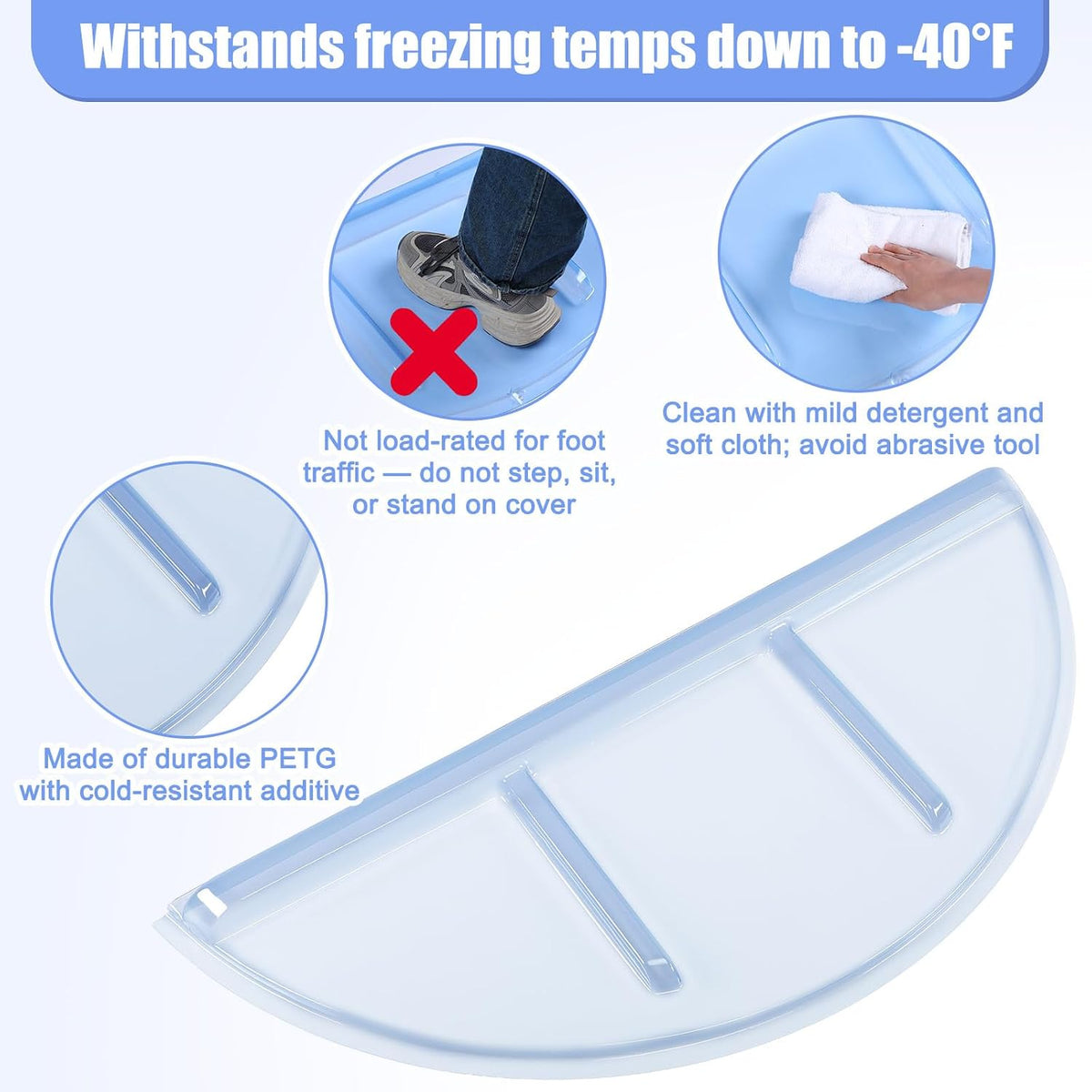 6 Pcs Basement Window Well Covers 39" x 17" x 2.5" Round Flat Outside Plastic Egress Window Well Cover for Snow Rain