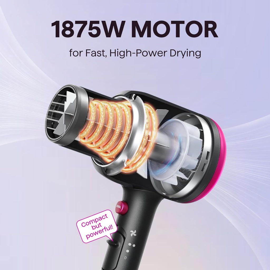 Hair Dryer with Diffuser, Blown Away Ionic Hair Dryer for Curly Hair with Comb, 1875W Fast Drying Blow Dryer with