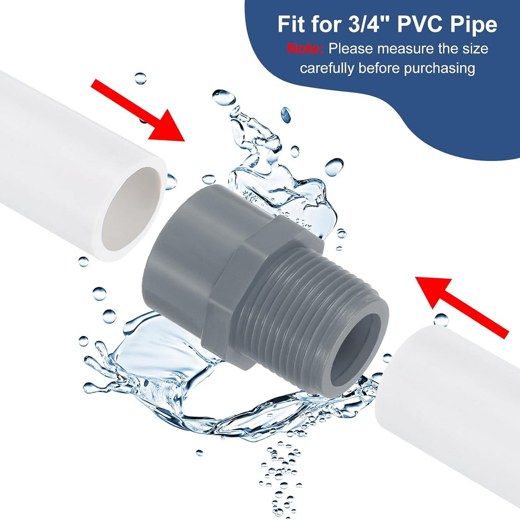 uxcell Pipe Connectors 10Pcs 3/4" 2-Way PVC with Sealant Tape