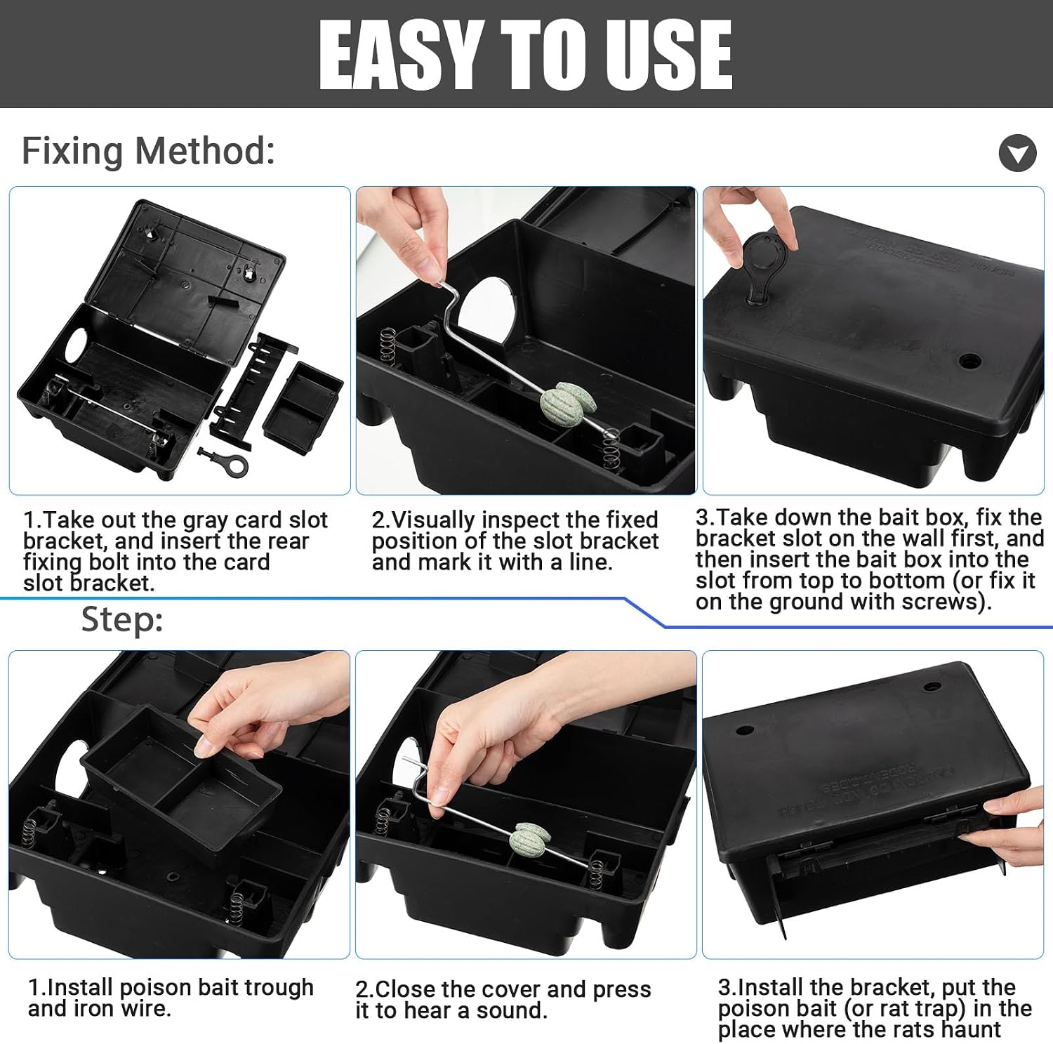 4 Pack Rat Bait Station with Key,8.66 x 7.5 x 3.9 in,Classic | Fits Rats and Mice, Rodents with Lockable, Durable