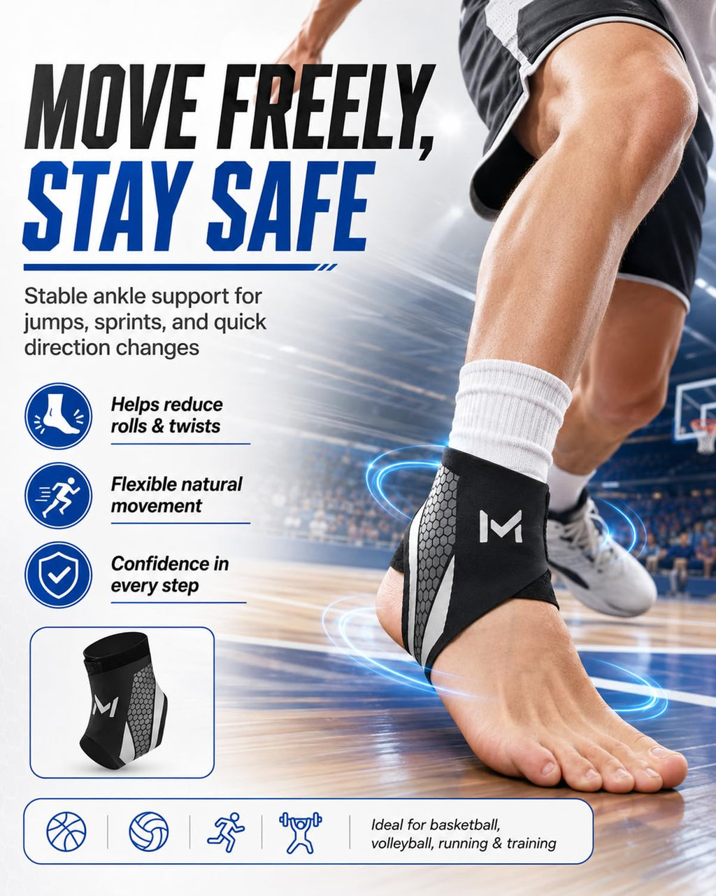 2-Pack Ankle Brace Pro Lace up Anklepro Support Women Men Bidirectional Motion Softball Ankles Sports Sock with