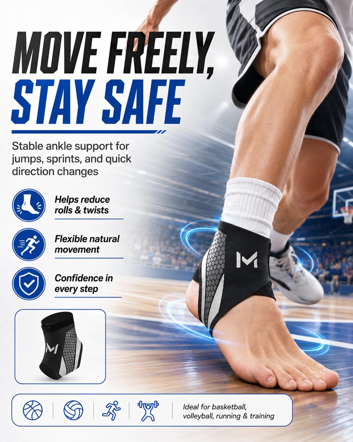 2-Pack Ankle Brace Pro Lace up Anklepro Support Women Men Bidirectional Motion Softball Ankles Sports Sock with