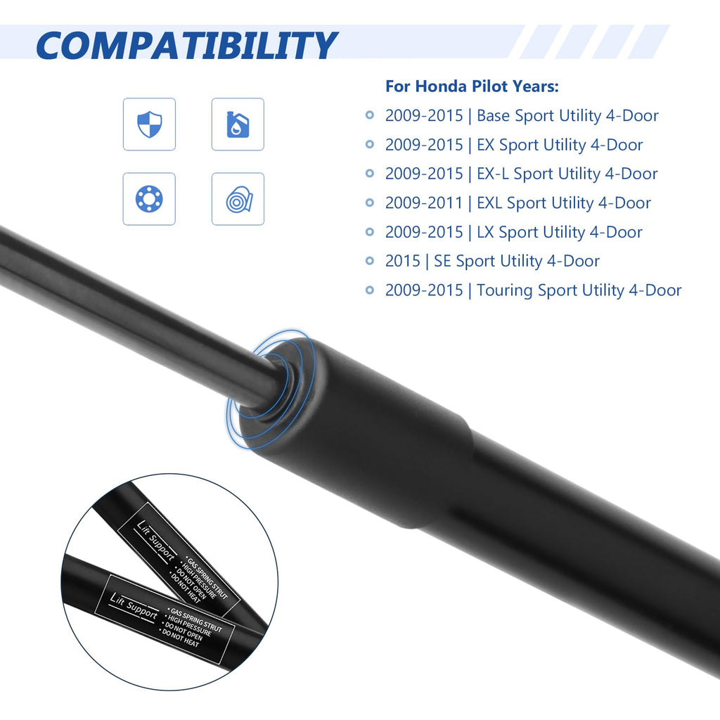 Rear Window Struts for Honda Pilot 2009-2015 2 Pcs,SG226029