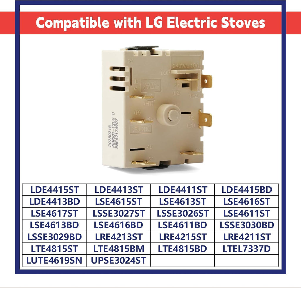 EBF62174907 Infinite Control Switch Compatible with LG Range Surface Element Rotary Switches Replace EBF62174902 EBF62174904 PER001-12LG D PER001-12S D